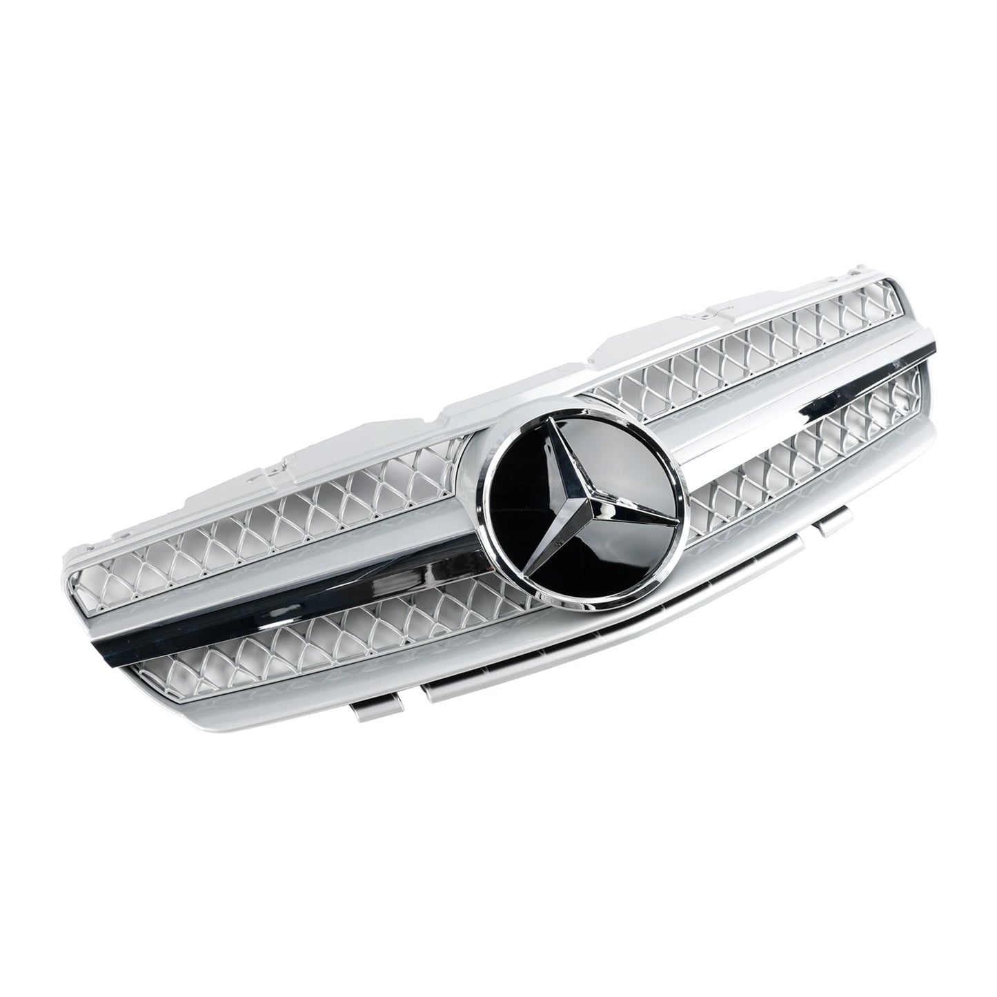 2002-2006 Mercedes Benz SL-Class R230 SL350 SL500 SL600 SL55 SL65 Front Bumper Grill Silver Chrome Grille
