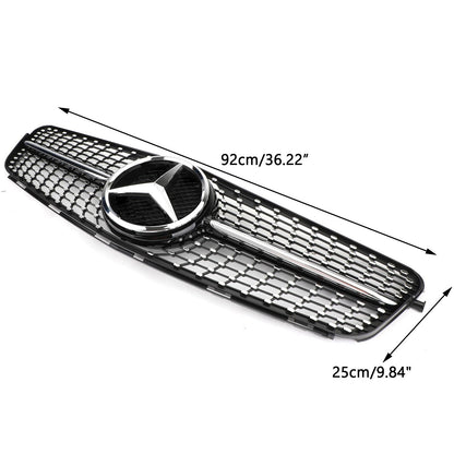 2008-2014 W204 Benz C-Class C200 C230 C250 C300 C350 Diamond Black Chrome Front Grille Grill