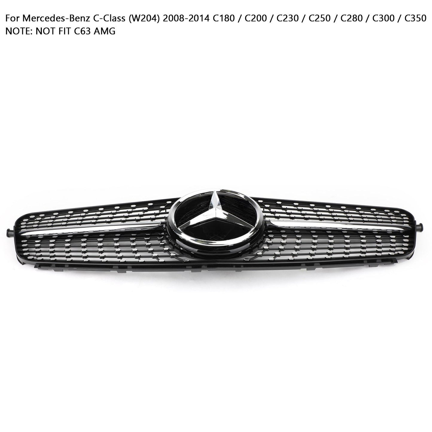 2008-2014 Benz C-Class W204 C200 C230 C 250 C300 C350 Diamond Black Chrome Front Grille Grill