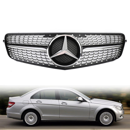 2008-2014 Benz C-Class W204 C200 C230 C 250 C300 C350 Diamond Black Chrome Front Grille Grill