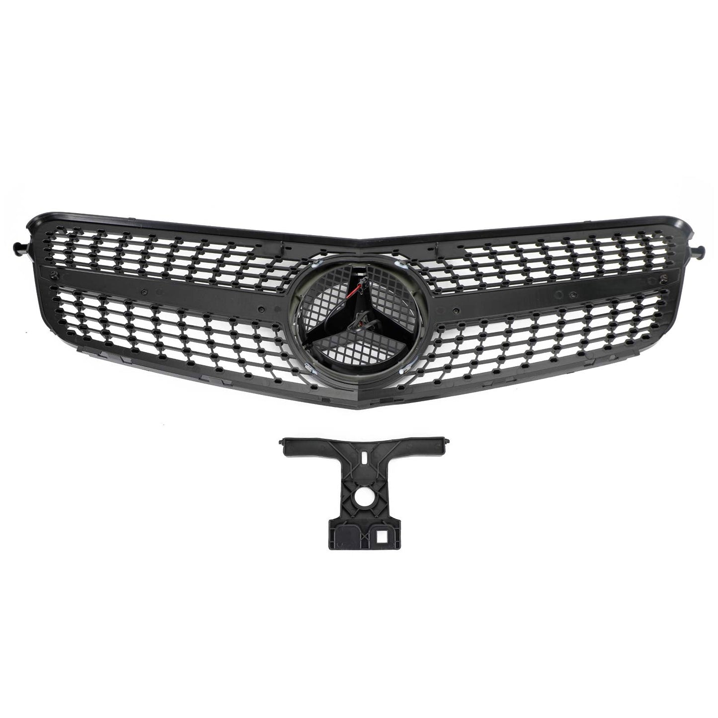 2008-2014 Mercedes Benz C-Class W204 Diamond Front Grill Replacement Chrome Grille With LED Star Emblem