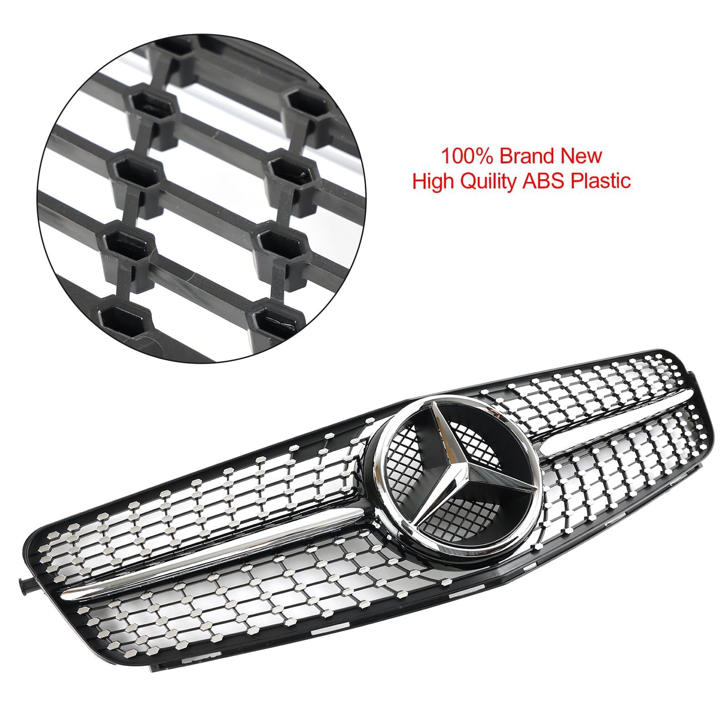 2008-2014 W204 C300 C350 C250 C200 Benz C-Class Diamond Black Chrome Front Grill