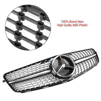 2008-2014 W204 C300 C350 C250 C200 Benz C-Class Diamond Black Chrome Front Grill