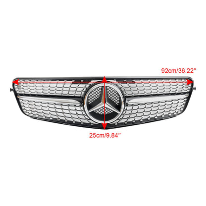 2008-2014 W204 C300 C350 C250 C200 Benz C-Class Diamond Black Chrome Front Grill