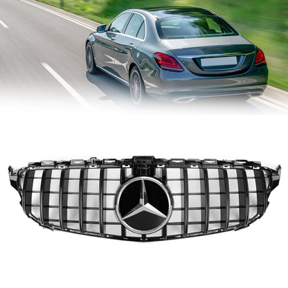 2019-2021 Mercedes Benz C-Class W205 C205 A205 Glossy Black GT Style Grill Front Bumper Replacement Grille