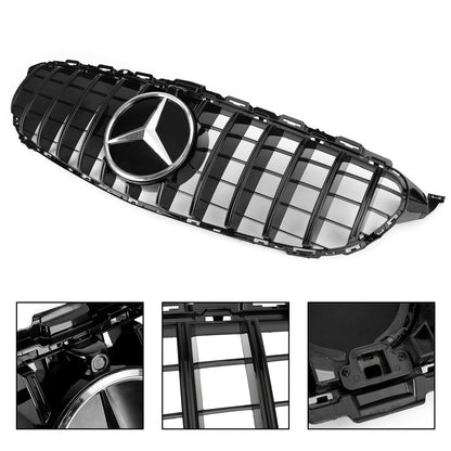 2019-2021 Mercedes Benz C-Class W205 C205 A205 Glossy Black GT Style Grill Front Bumper Replacement Grille