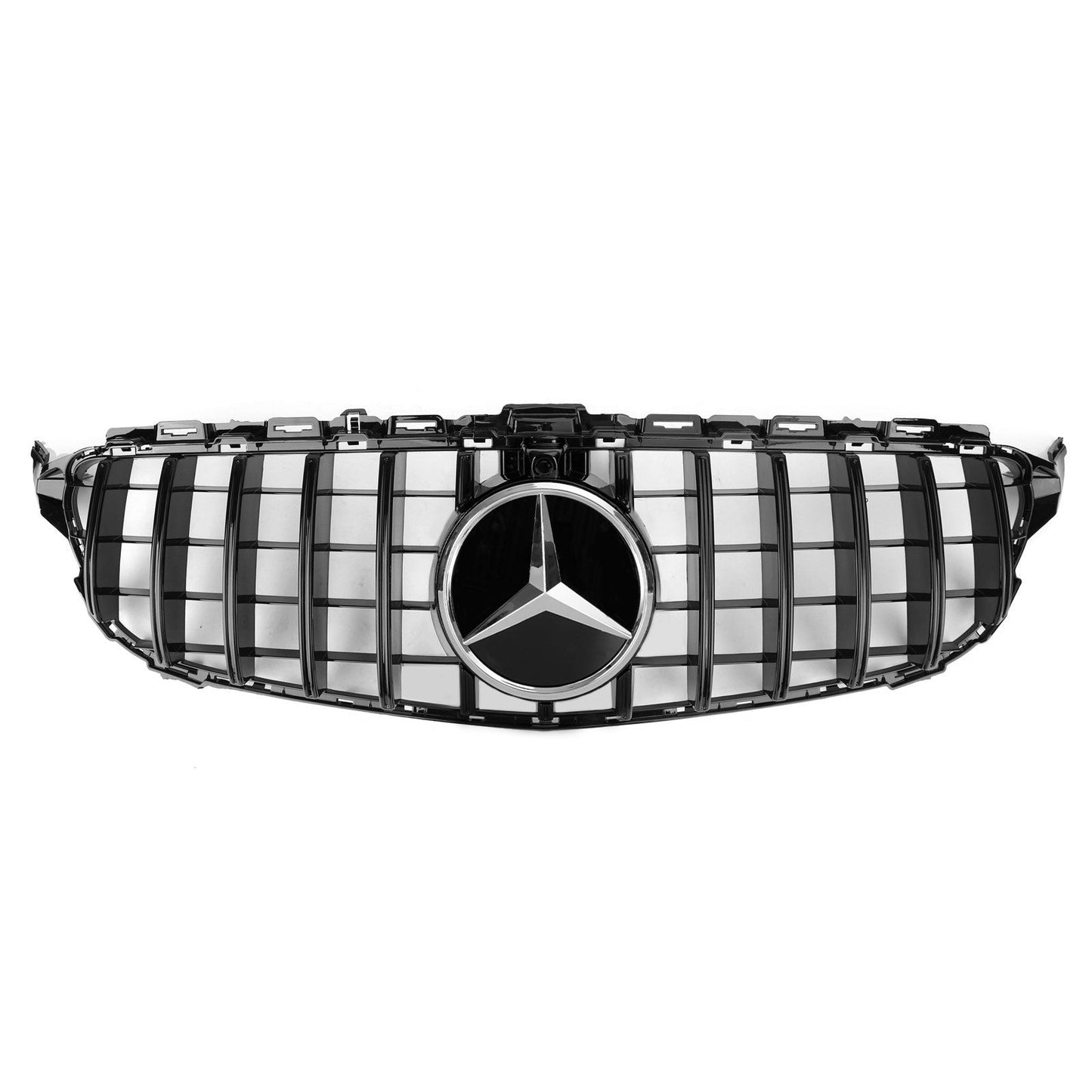 2019 2020 2021 Mercedes Benz C-Class W205 C205 A205 GTR Style Grille Glossy Black Front Bumper Grille W/Camera Hole