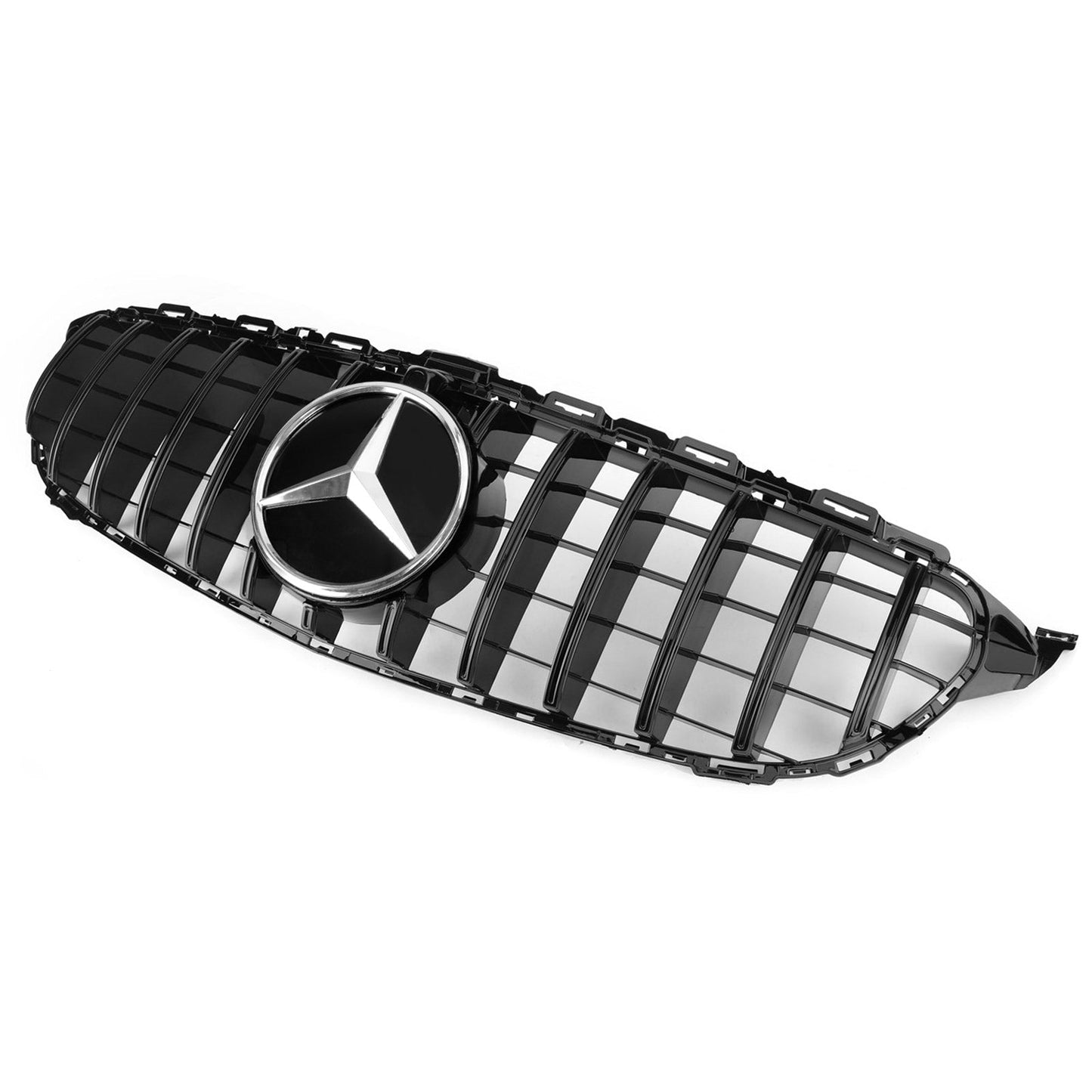 2019-2021 Mercedes Benz C-Class W205 C205 A205 Glossy Black GT Style Grill Front Bumper Replacement Grille