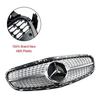 Mercedes E-Class W212 2013 2014 2015 2016 Benz Diamond Style Grill Front Bumper Replacement Chrome Grille W/ Emblem