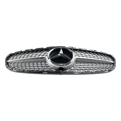 Mercedes E-Class W212 2013 2014 2015 2016 Benz Diamond Style Grill Front Bumper Replacement Chrome Grille W/ Emblem