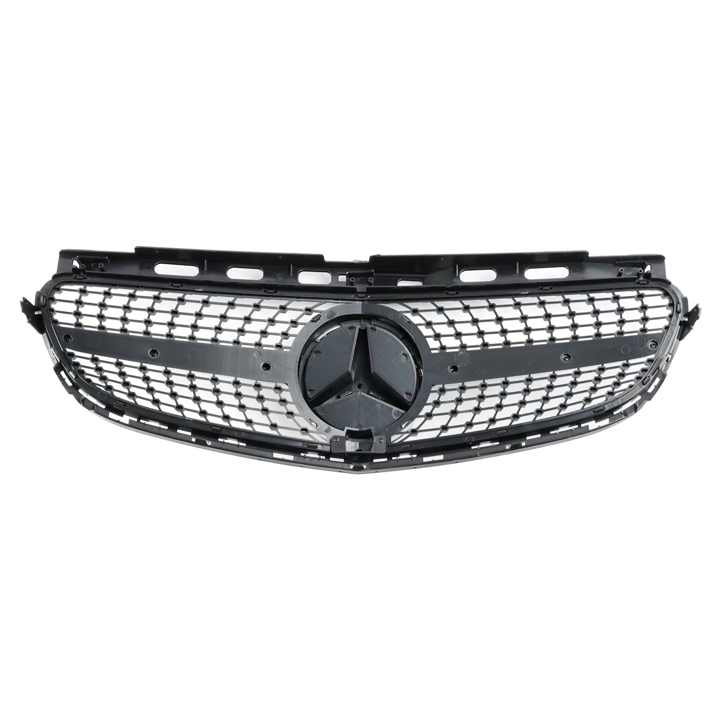 Mercedes E-Class W212 2013 2014 2015 2016 Benz Diamond Style Grill Front Bumper Replacement Chrome Grille W/ Emblem
