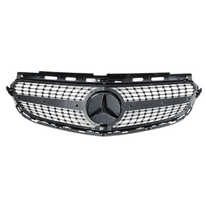 Mercedes E-Class W212 2013 2014 2015 2016 Benz Diamond Style Grill Front Bumper Replacement Chrome Grille W/ Emblem