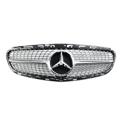 Mercedes E-Class W212 2013 2014 2015 2016 Benz Diamond Style Grill Front Bumper Replacement Chrome Grille W/ Emblem