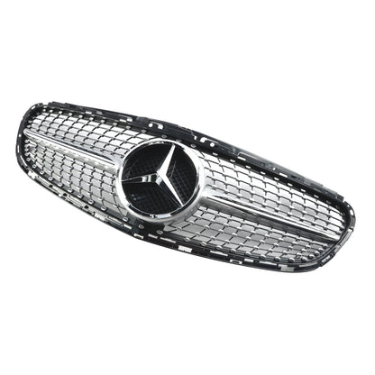 Mercedes E-Class W212 2013 2014 2015 2016 Benz Diamond Style Grill Front Bumper Replacement Chrome Grille W/ Emblem