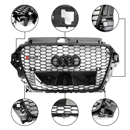 Audi A3/ A3 Sline/ S3 2013-2016 Black Grill Replacement Front Bumper Grille W/ Ring Emblem