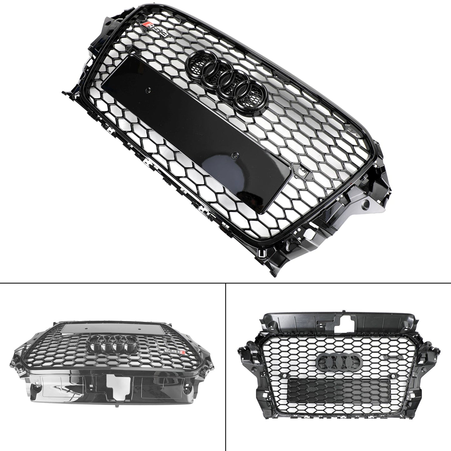 Audi A3/ A3 Sline/ S3 2013-2016 Black Grill Replacement Front Bumper Grille W/ Ring Emblem