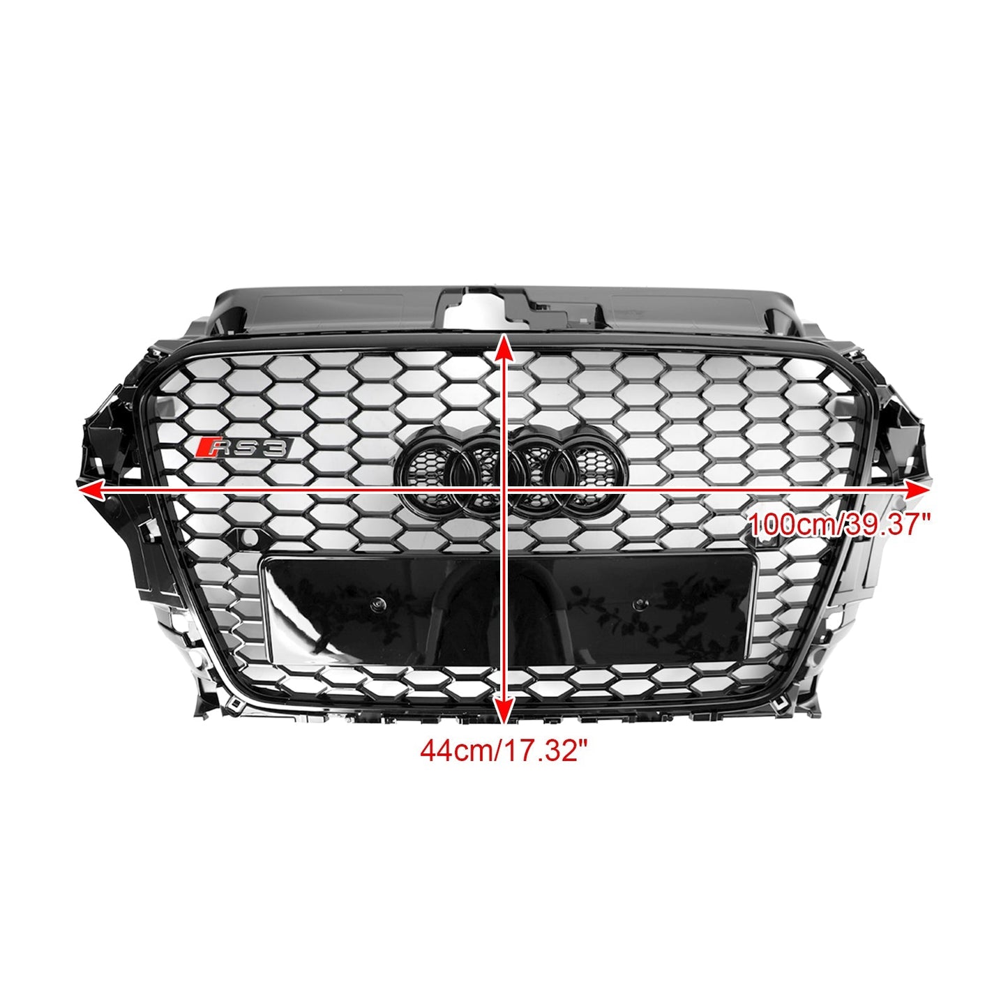 Audi A3/ A3 Sline/ S3 2013-2016 Black Grill Replacement Front Bumper Grille W/ Ring Emblem