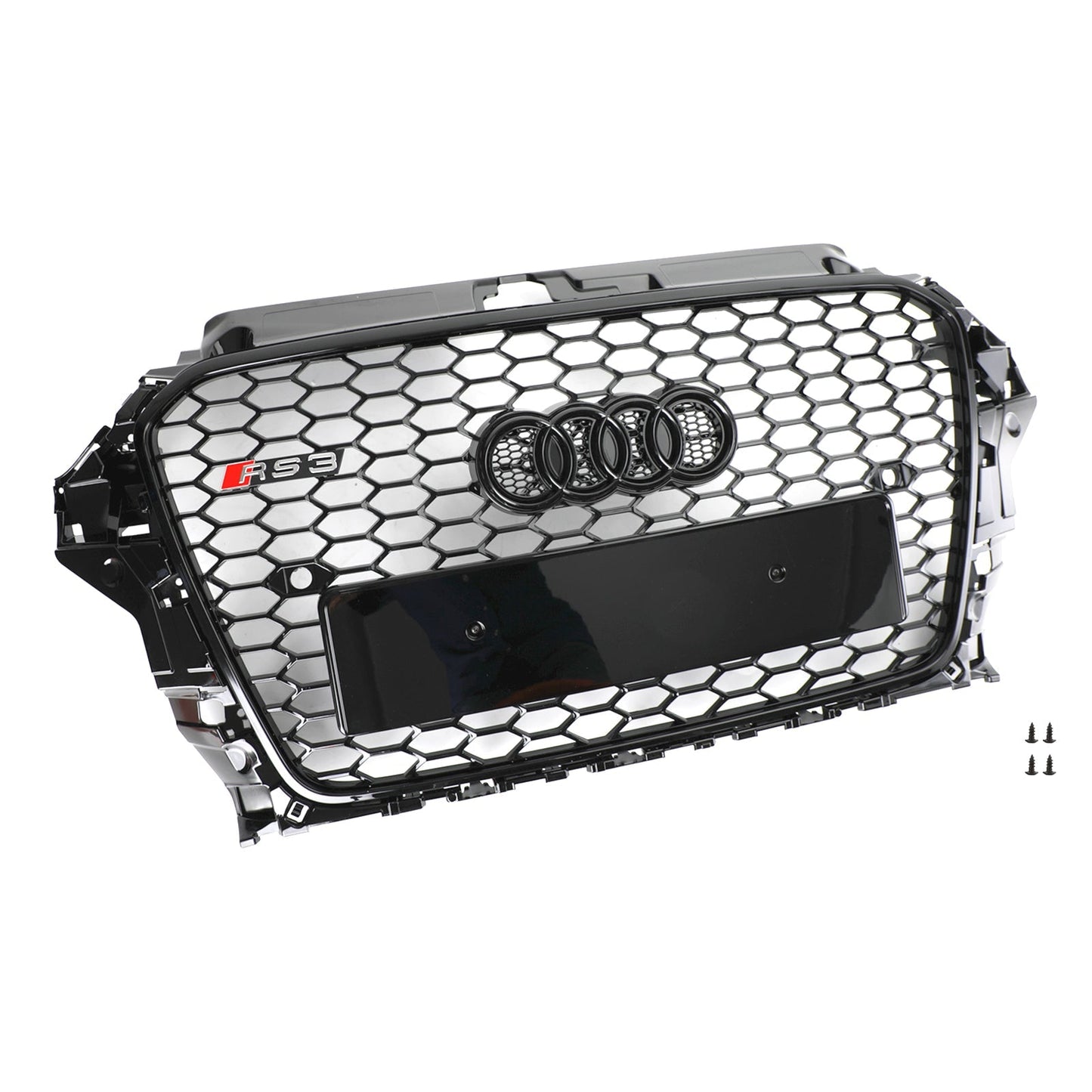 Audi A3/ A3 Sline/ S3 2013-2016 Black Grill Replacement Front Bumper Grille W/ Ring Emblem