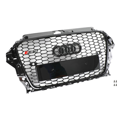 Audi A3/ A3 Sline/ S3 2013-2016 Black Grill Replacement Front Bumper Grille W/ Ring Emblem