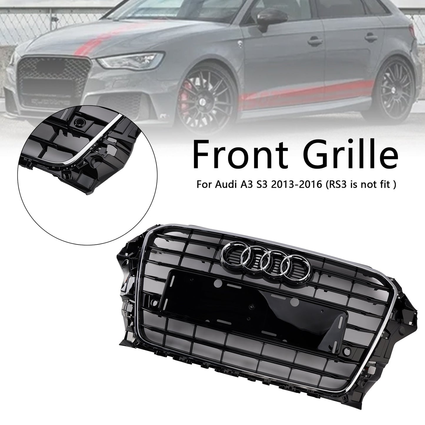 2013-2016 Audi A3 S3 Chrome S3 Style Front Bumper Grille Grill 8V3853651