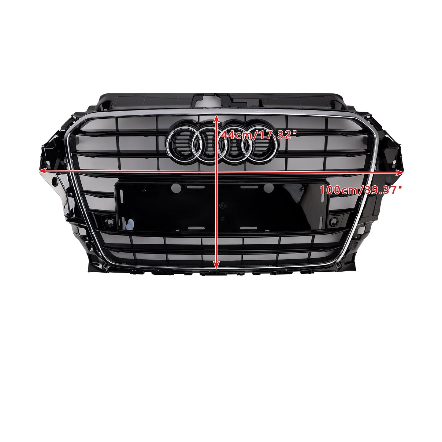 Audi A3/ A3 Sline/ S3 2013-2016 Black Grill Replacement Front Bumper Grille W/ Ring Emblem