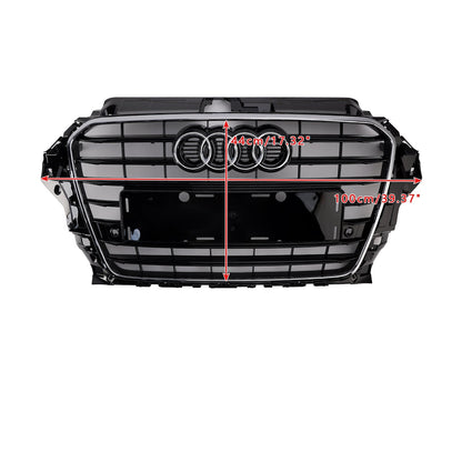 Audi A3/ A3 Sline/ S3 2013-2016 Black Grill Replacement Front Bumper Grille W/ Ring Emblem