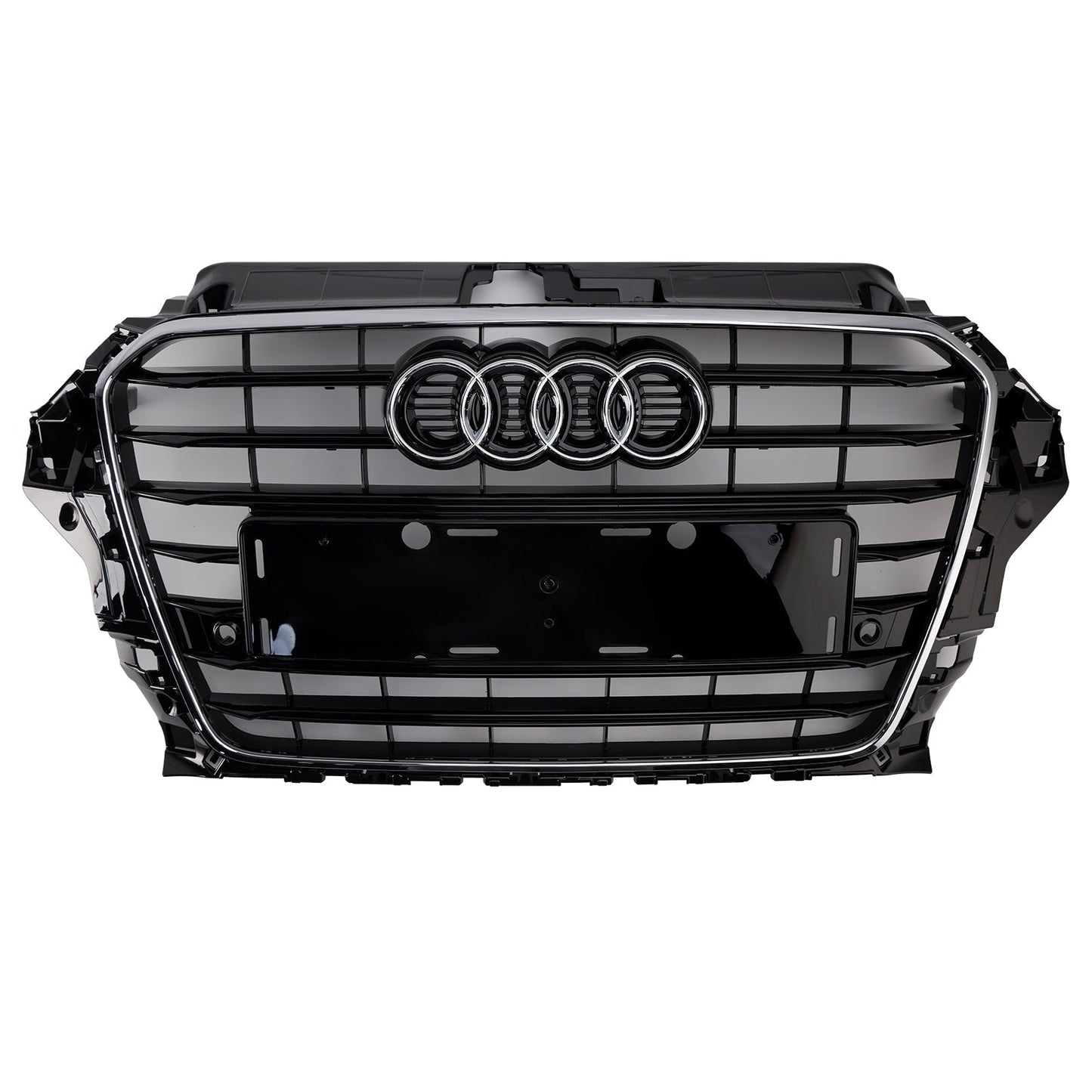Audi A3/ A3 Sline/ S3 2013-2016 Black Grill Replacement Front Bumper Grille W/ Ring Emblem
