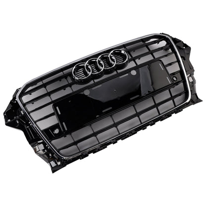 Audi A3/ A3 Sline/ S3 2013-2016 Black Grill Replacement Front Bumper Grille W/ Ring Emblem