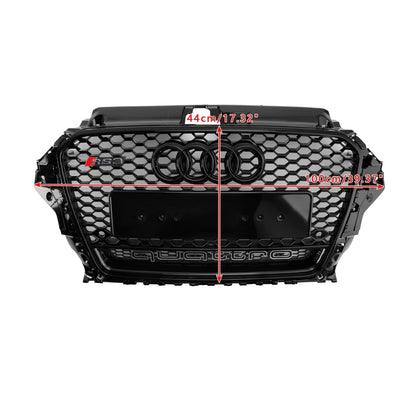 Audi A3/ A3 Sline/ S3 2013-2016 Black Grill Replacement Front Bumper Grille W/ Ring Emblem