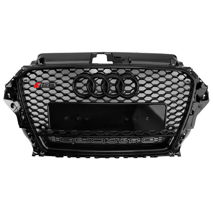 Audi A3/ A3 Sline/ S3 2013-2016 Black Grill Replacement Front Bumper Grille W/ Ring Emblem