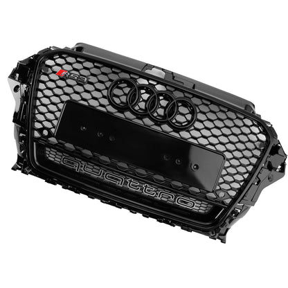 Audi A3/ A3 Sline/ S3 2013-2016 Black Grill Replacement Front Bumper Grille W/ Ring Emblem