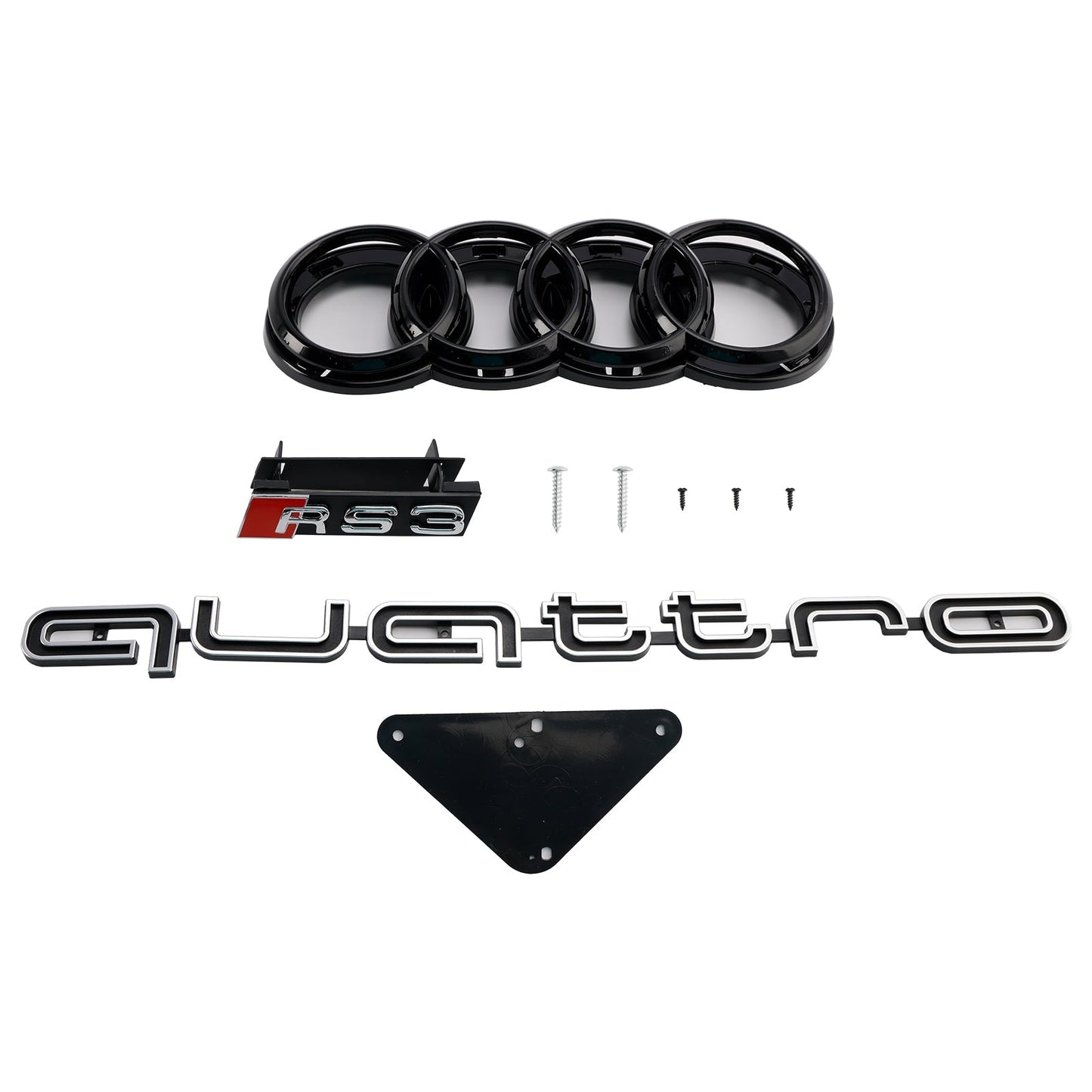 Audi A3/ A3 Sline/ S3 2013-2016 Black Grill Replacement Front Bumper Grille W/ Ring Emblem