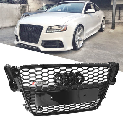 2008-2012 Audi A5 / S5 B8 RS5 Style Hood Honeycomb Sport mesh Grill Replacement Black Grille