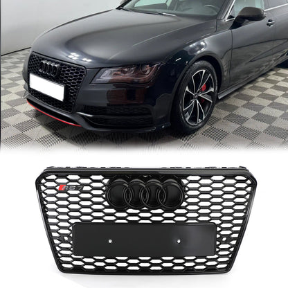 2010-2015 Audi A7 / A7 Sline / S7 RS7 Style Grille Honeycomb Sport Frpnt Bumper Glossy Black Grille