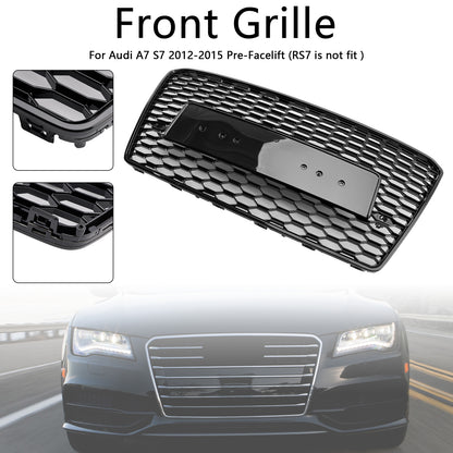 RS7 Style Honeycomb Sport Mesh Hex Grill Grille Fit Audi A7/S7 2010-2015 Black