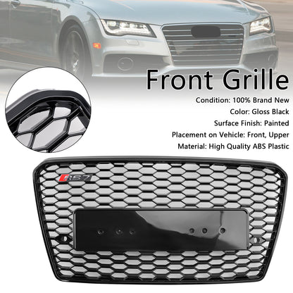 RS7 Style Honeycomb Sport Mesh Hex Grill Grille Fit Audi A7/S7 2010-2015 Black