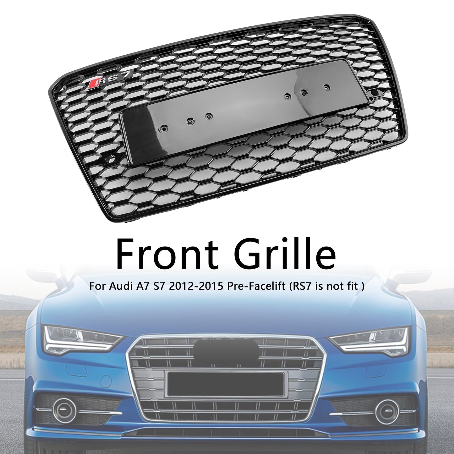 2012-2015 Audi A7/S7 RS7 Style Honeycomb Sport Mesh Hex Grill Grille Black