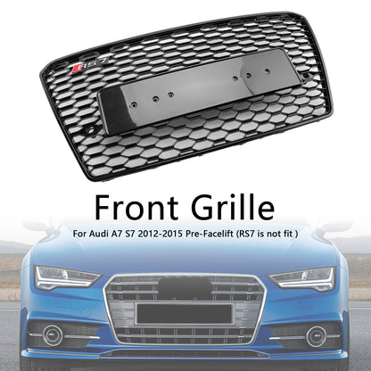 RS7 Style Honeycomb Sport Mesh Hex Grill Grille Fit Audi A7/S7 2010-2015 Black