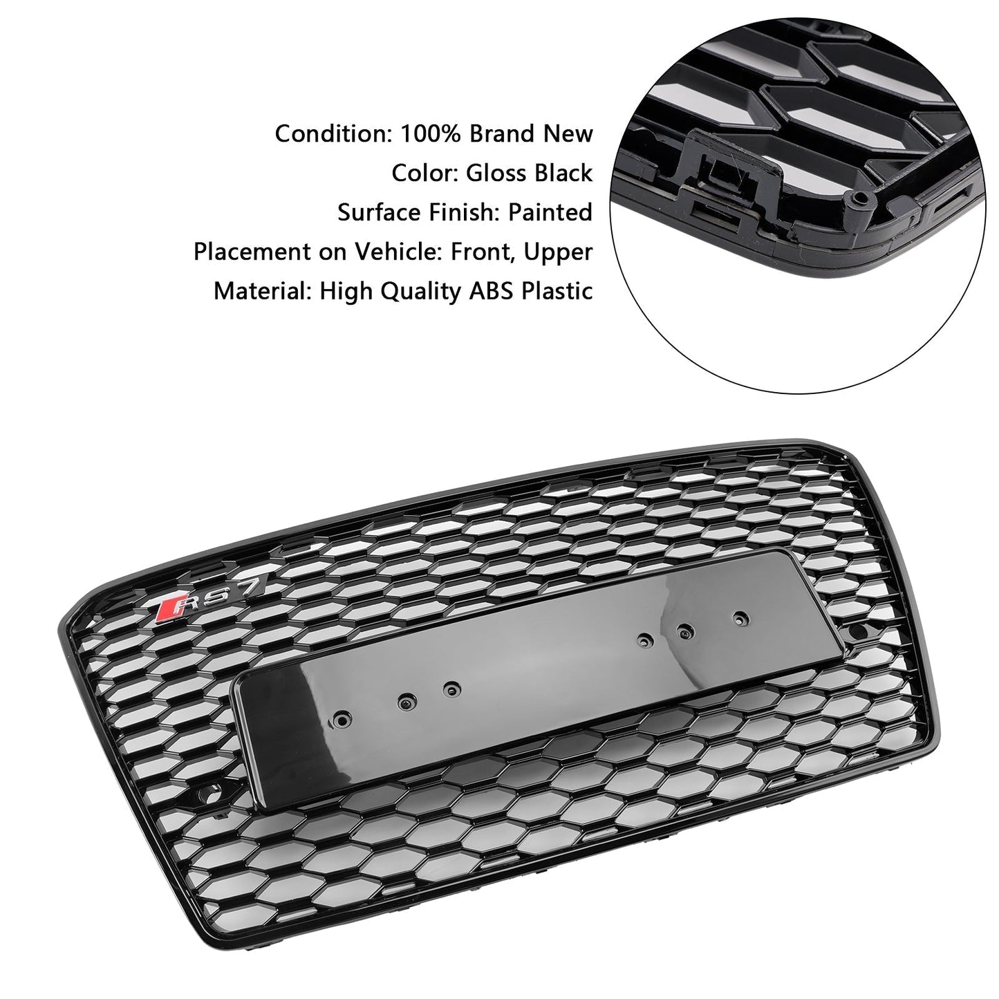 2012-2015 Audi A7/S7 RS7 Style Honeycomb Sport Mesh Hex Grill Grille Black
