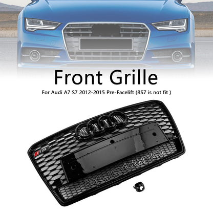 2012-2015 Audi A7/S7 Black RS7 Style Honeycomb Mesh Front Grille Grill