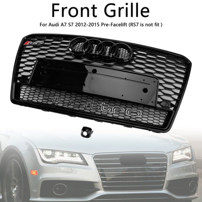 2012-2015 Audi A7/S7 Black RS7 Style Honeycomb Mesh Front Grille Grill