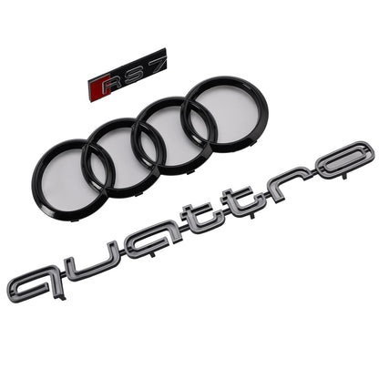 Audi A7/ A7 Sline/ S7 2010-2015 RS7 Quattro Front Grille Air Intake Radiator Bumper Honeycomb Grill + Ring Emblem