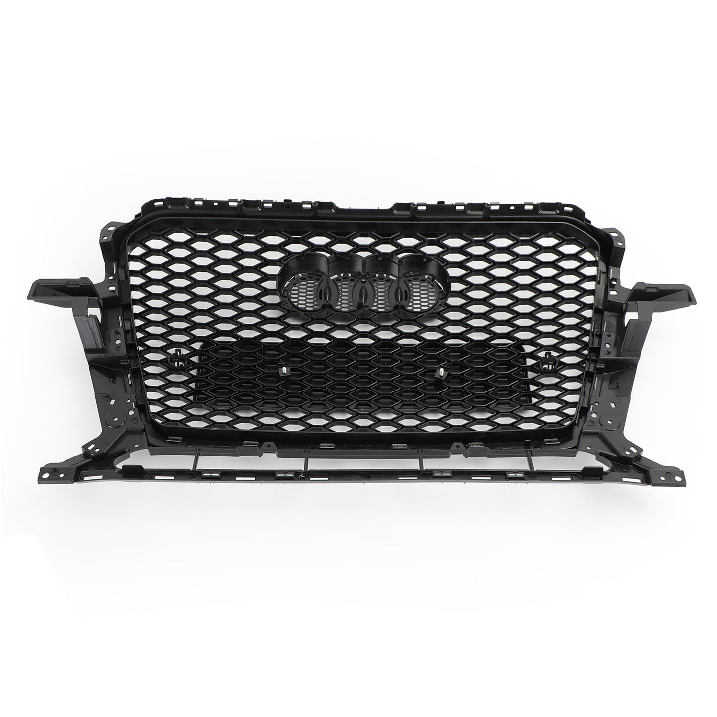 RSQ5 Honeycomb Style Grille For 2013-2017 Audi Q5 / SQ5 Front Bumper Replacement Black Grill W/ Ring Emblem
