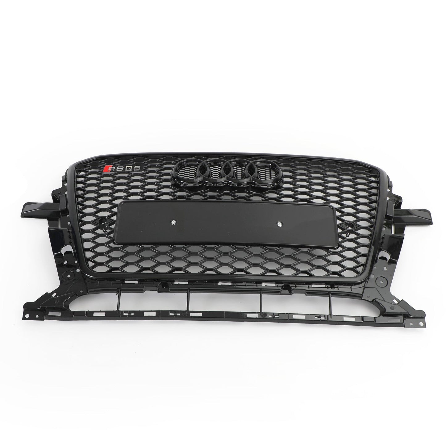 RSQ5 Honeycomb Style Grille For 2013-2017 Audi Q5 / SQ5 Front Bumper Replacement Black Grill W/ Ring Emblem