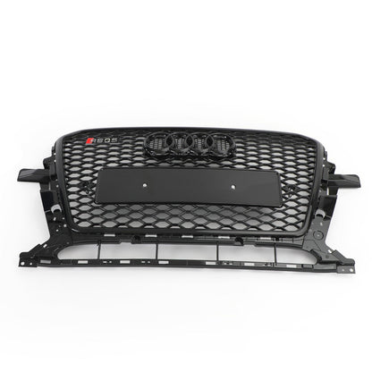 RSQ5 Honeycomb Style Grille For 2013-2017 Audi Q5 / SQ5 Front Bumper Replacement Black Grill W/ Ring Emblem