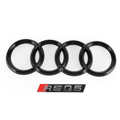 RSQ5 Honeycomb Style Grille For 2013-2017 Audi Q5 / SQ5 Front Bumper Replacement Black Grill W/ Ring Emblem