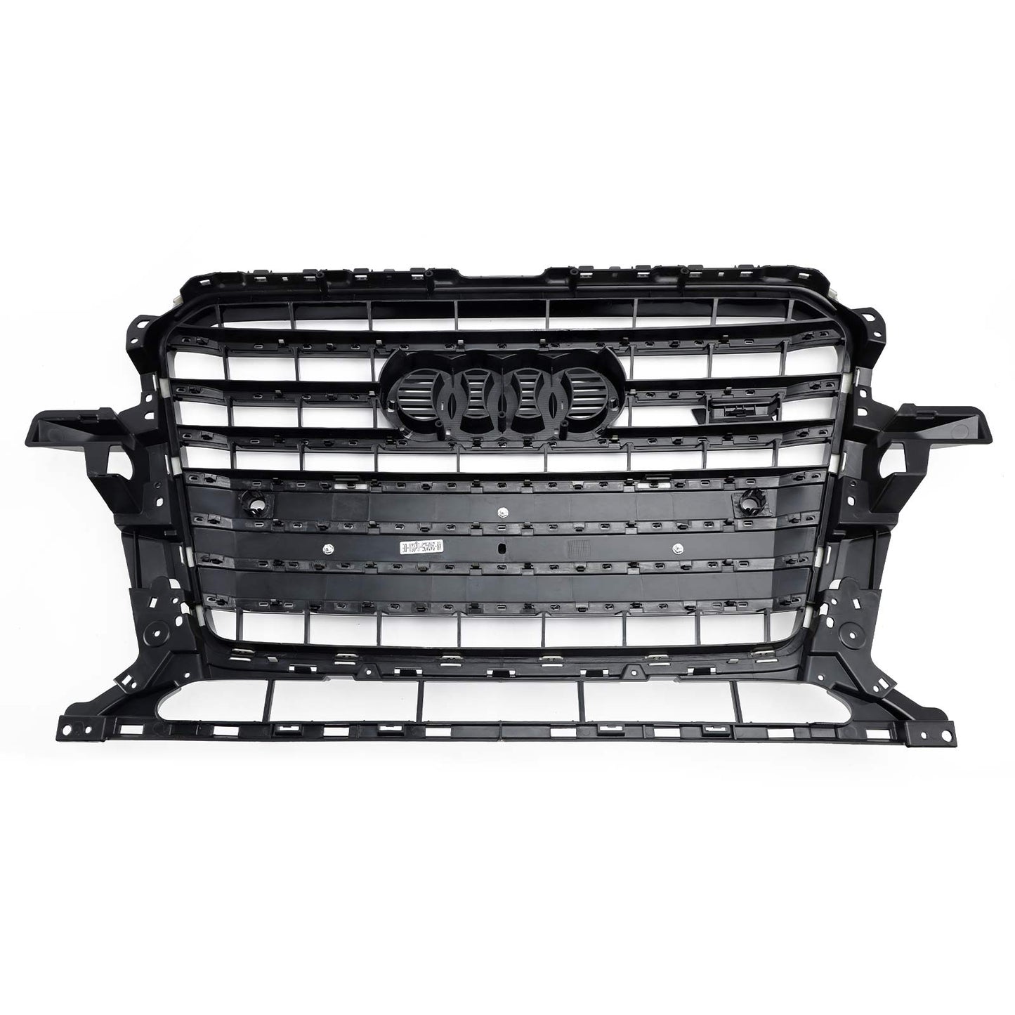 SQ5 Style Front Grille For 2013-2017 Audi Q5 / SQ5 Black Bumper Horizontal Slat Grill W/ Ring Emblem