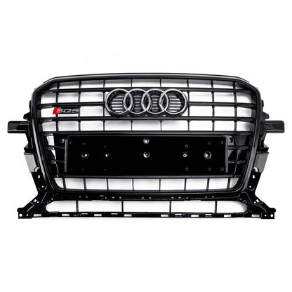 Audi Q5 SQ5 2013-2017 Black SQ5 Style Grille Horizontal Slat Front Bumper Black Grill