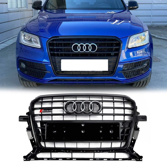 Audi Q5 SQ5 2013-2017 Black SQ5 Style Grille Horizontal Slat Front Bumper Black Grill