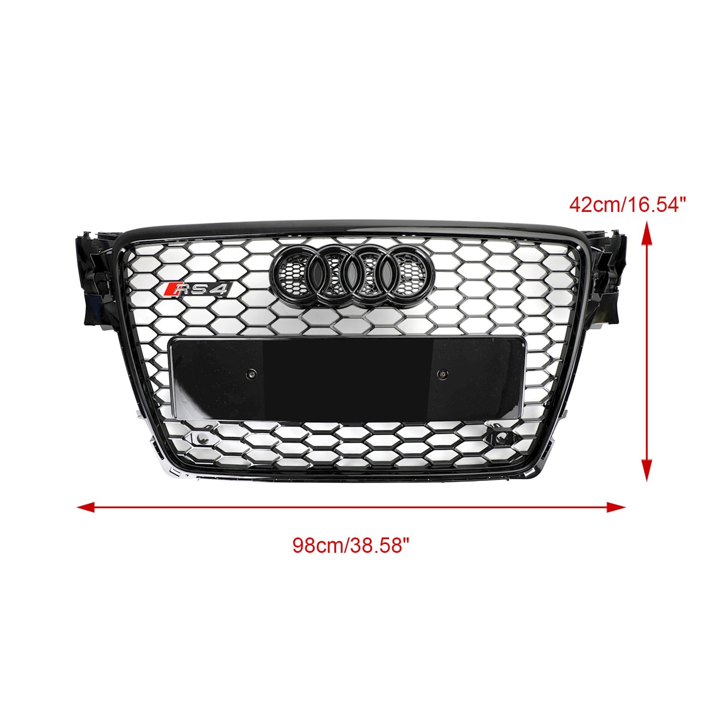 Audi 2008-2012 A4/S4 B8 Grill Replacement RS4 Style Honeycomb Sport Mesh Hex Grille Black